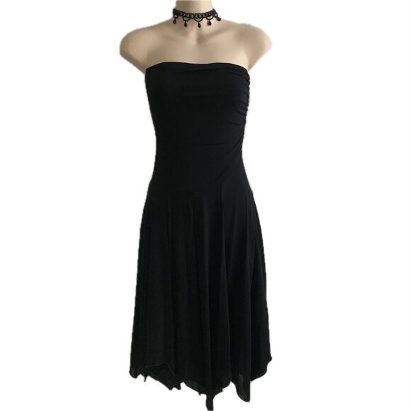 BEBE Strapless Stretchy Black Dress - Sz S - Picture 2 of 11